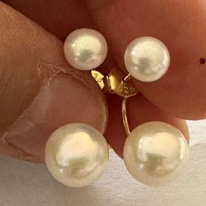 ✨Behind-the-Ear Double Drop Pearl Earrings – Elegant Minimalist Jewelry✨